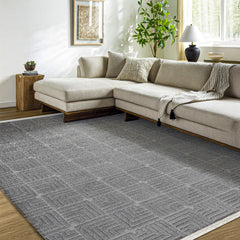 Celistila Antrasit Geometrik Polyester Makine Alan Halısı