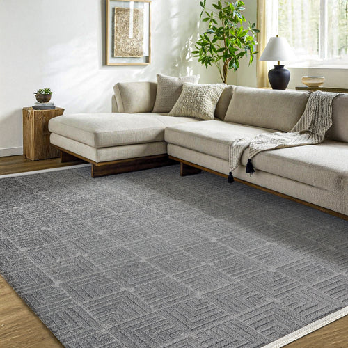 Celistila Antrasit Geometrik Polyester Makine Alan Halısı