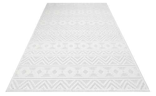 Mila Krem Çizgili Polyester Makine Halısı