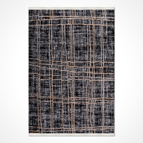 Siyah Modern Mikropolyester Makine Halısı