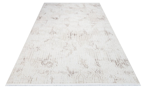 Ivanna Beyaz Modern Polyester Makine Halısı