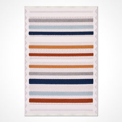 Krem Çizgili Polyester Makine Halısı