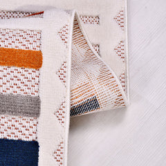 Krem Çizgili Polyester Makine Halısı