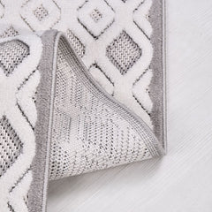 Gri Geometrik Polyester Makine Halısı