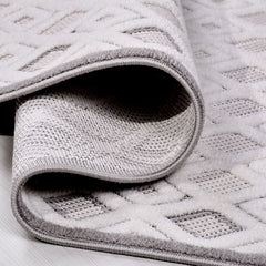 Gri Geometrik Polyester Makine Halısı