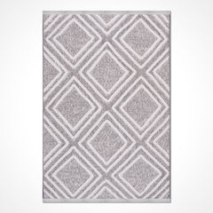 Gri Geometrik Polyester Makine Halısı