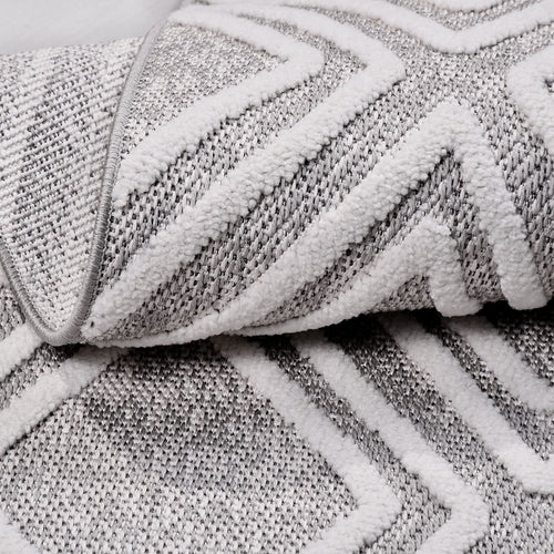 Gri Geometrik Polyester Makine Halısı