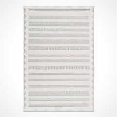 Krem Çizgili Polyester Makine Halısı