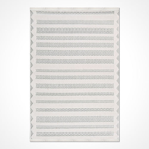 Krem Çizgili Polyester Makine Halısı