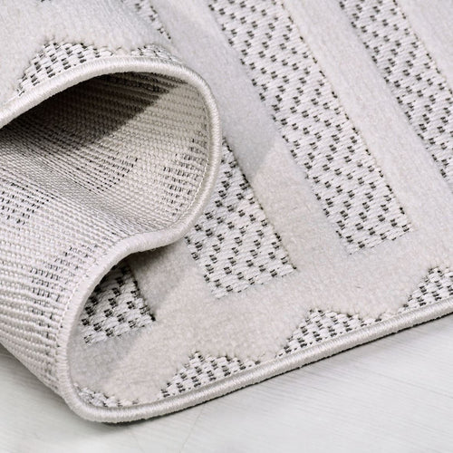 Krem Çizgili Polyester Makine Halısı