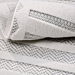 Krem Çizgili Polyester Makine Halısı