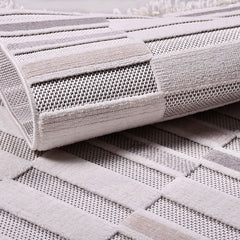 Gri Geometrik Polyester Makine Halısı