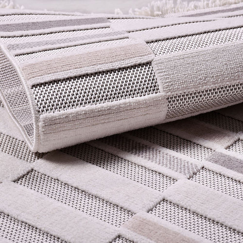 Gri Geometrik Polyester Makine Halısı