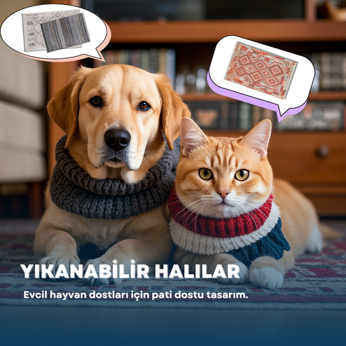 Modern Pamuklu Kaymaz Tabanlı Dijital Baskılı Alan Halısı