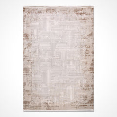 Bej Modern Akrilik Makine Halısı