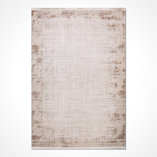 Bej Modern Akrilik Makine Halısı