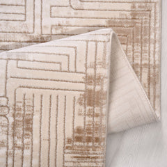 Bej Modern Akrilik Makine Halısı