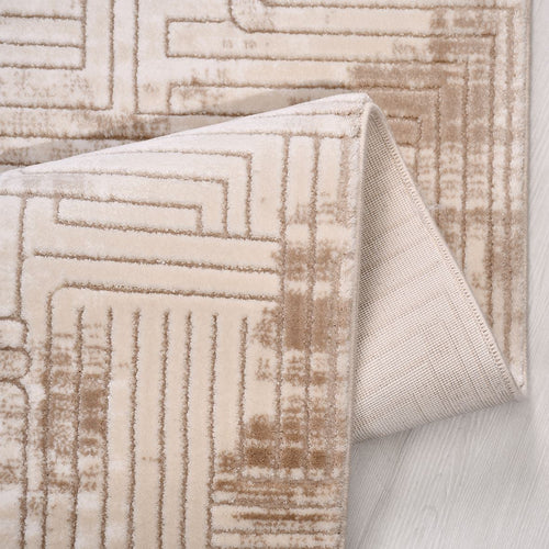 Bej Modern Akrilik Makine Halısı