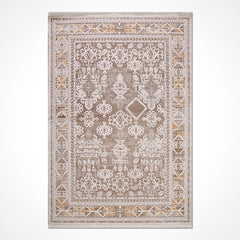 Bej Çerçeveli Akrilik Makine Halısı