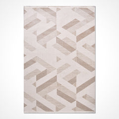 Bej Geometrik Akrilik Makine Halısı