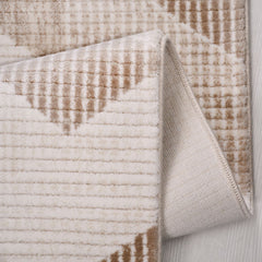 Bej Geometrik Akrilik Makine Halısı