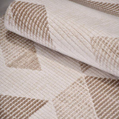 Bej Geometrik Akrilik Makine Halısı