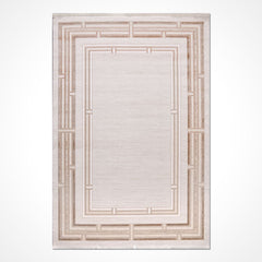 Bej Çerçeveli Akrilik Makine Halısı