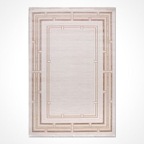 Bej Çerçeveli Akrilik Makine Halısı