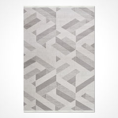 Gri Geometrik Akrilik Makine Halısı