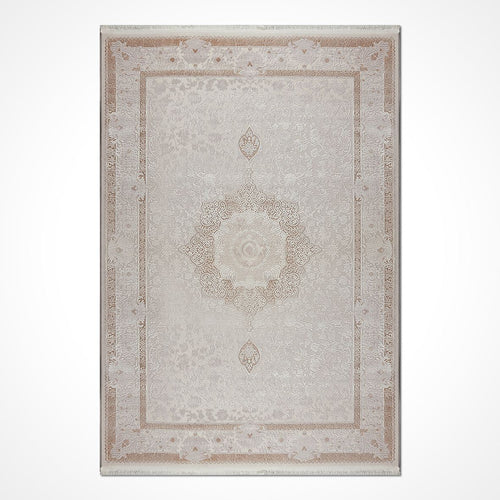 Bej Çerçeveli Viskon Makine Halısı