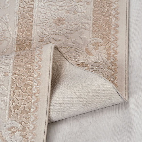 Bej Çerçeveli Viskon Makine Halısı