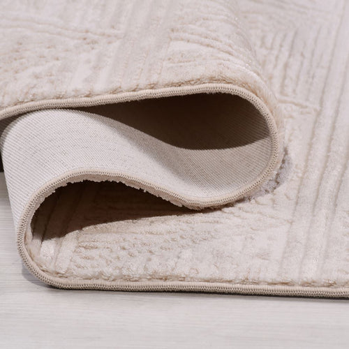 Bej Modern Akrilik Makine Halısı