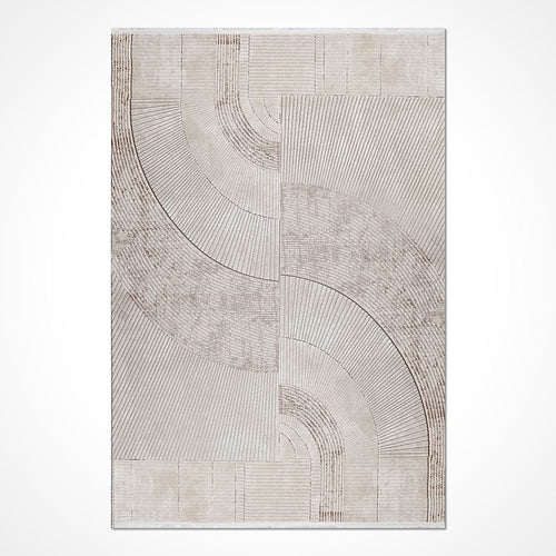 Krem Çerçeveli Akrilik Makine Halısı