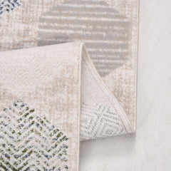 Bej Geometrik Akrilik Makine Halısı