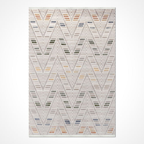 Gri Geometrik Akrilik Makine Halısı