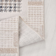 Bej Geometrik Akrilik Makine Halısı