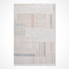 Bej Geometrik Akrilik Makine Halısı