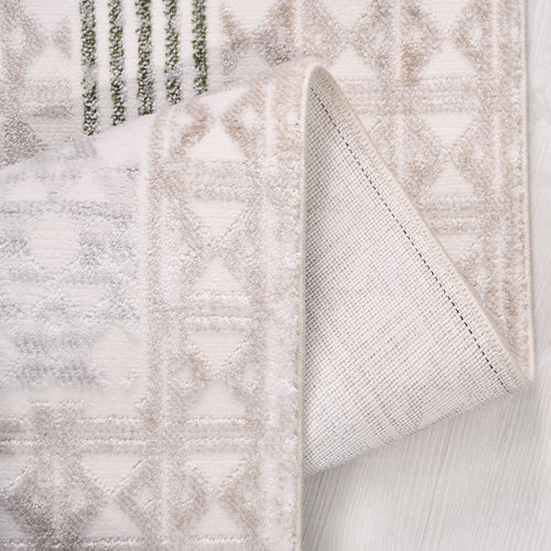 Bej Geometrik Akrilik Makine Halısı