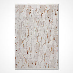 Bej Modern Akrilik Makine Halısı