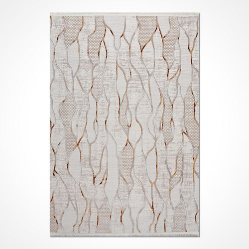 Bej Modern Akrilik Makine Halısı