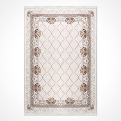 Bej Çerçeveli Akrilik Makine Halısı