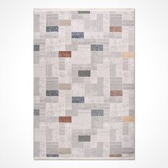 Gri Geometrik Akrilik Makine Halısı