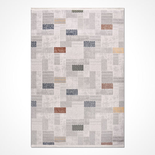 Gri Geometrik Akrilik Makine Halısı