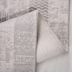 Gri Geometrik Akrilik Makine Halısı