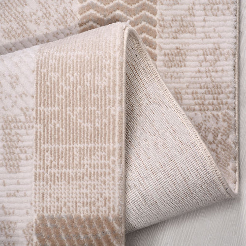 Bej Geometrik Akrilik Makine Halısı