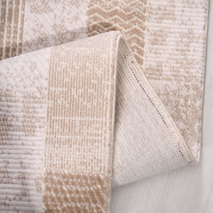 Bej Geometrik Akrilik Makine Halısı