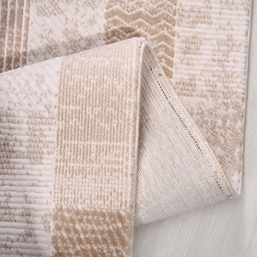 Bej Geometrik Akrilik Makine Halısı