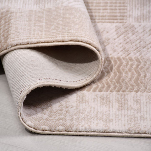 Bej Geometrik Akrilik Makine Halısı