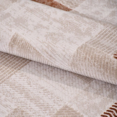 Bej Geometrik Akrilik Makine Halısı