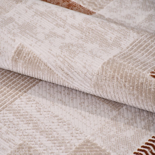 Bej Geometrik Akrilik Makine Halısı